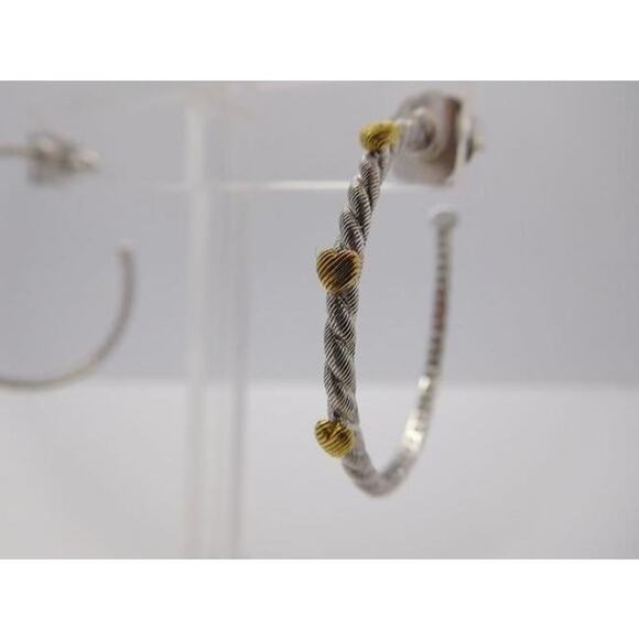 Judith Ripka Heart Hoop In Sterling Silver Earrings 1.5in - Picture 5 of 7